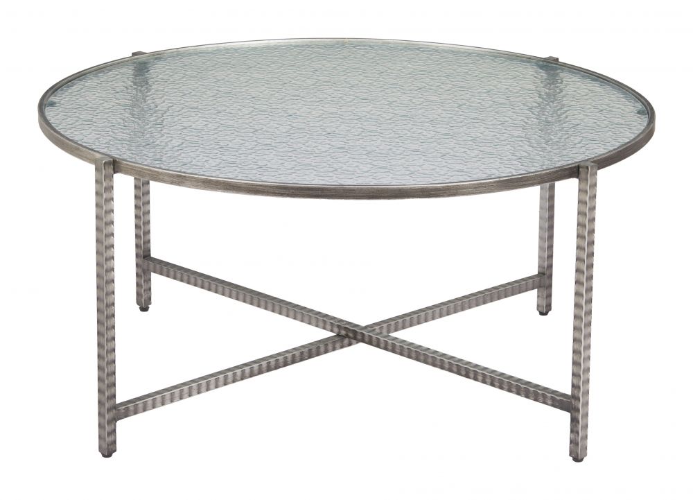 Zuo Modern Vetro Rippled Glass Top Round Coffee Table