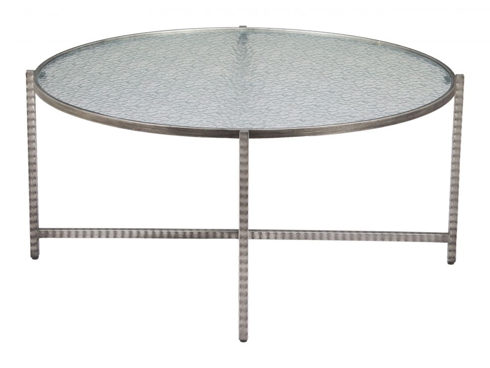 Zuo Modern Vetro Rippled Glass Top Round Coffee Table