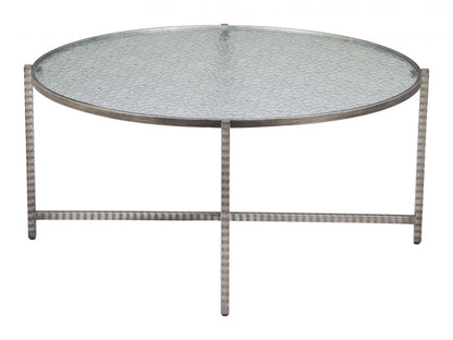 Zuo Modern Vetro Rippled Glass Top Round Coffee Table