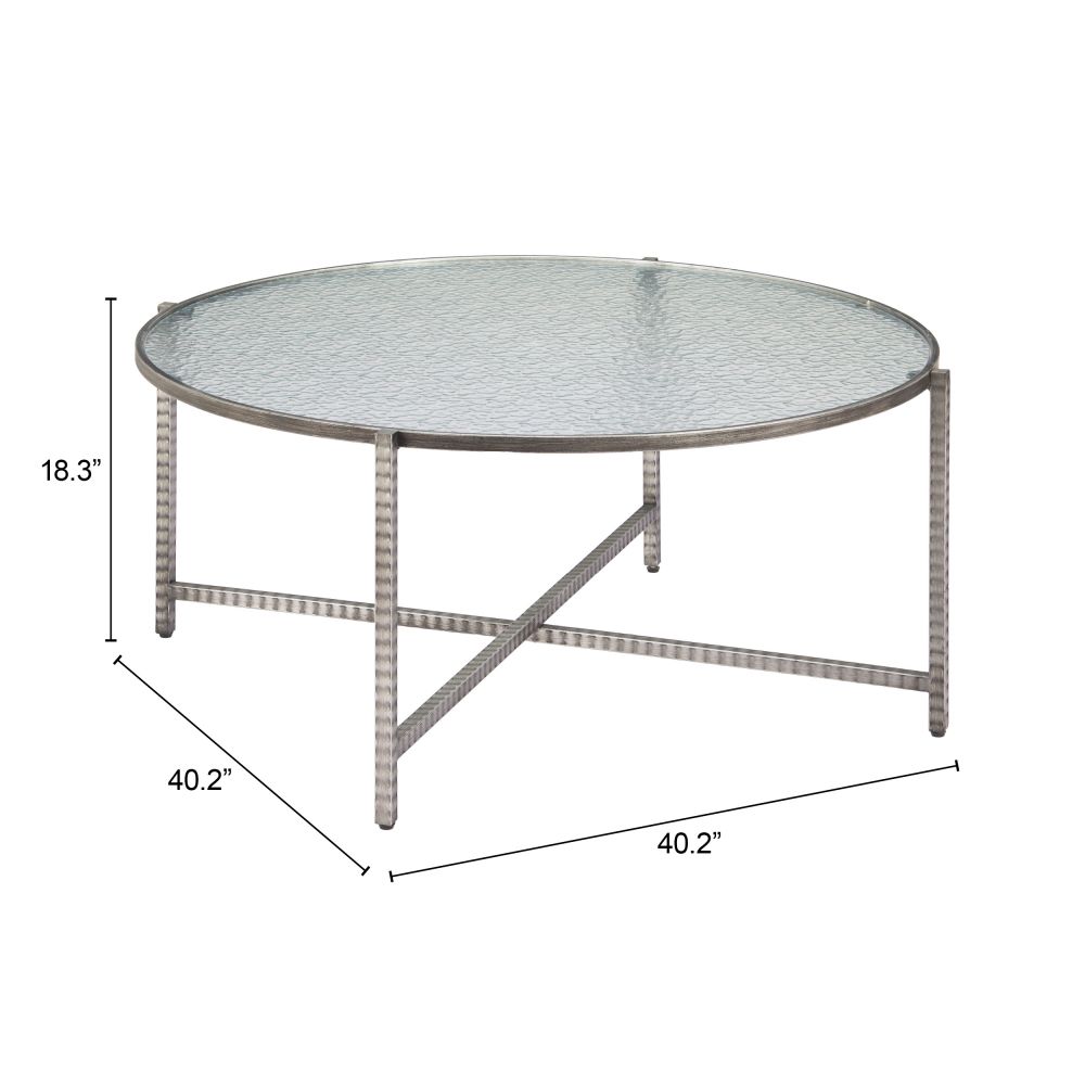 Zuo Modern Vetro Rippled Glass Top Round Coffee Table