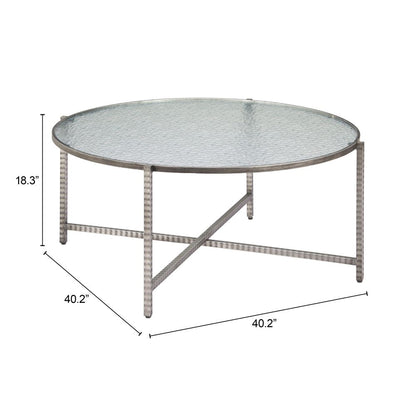 Zuo Modern Vetro Rippled Glass Top Round Coffee Table