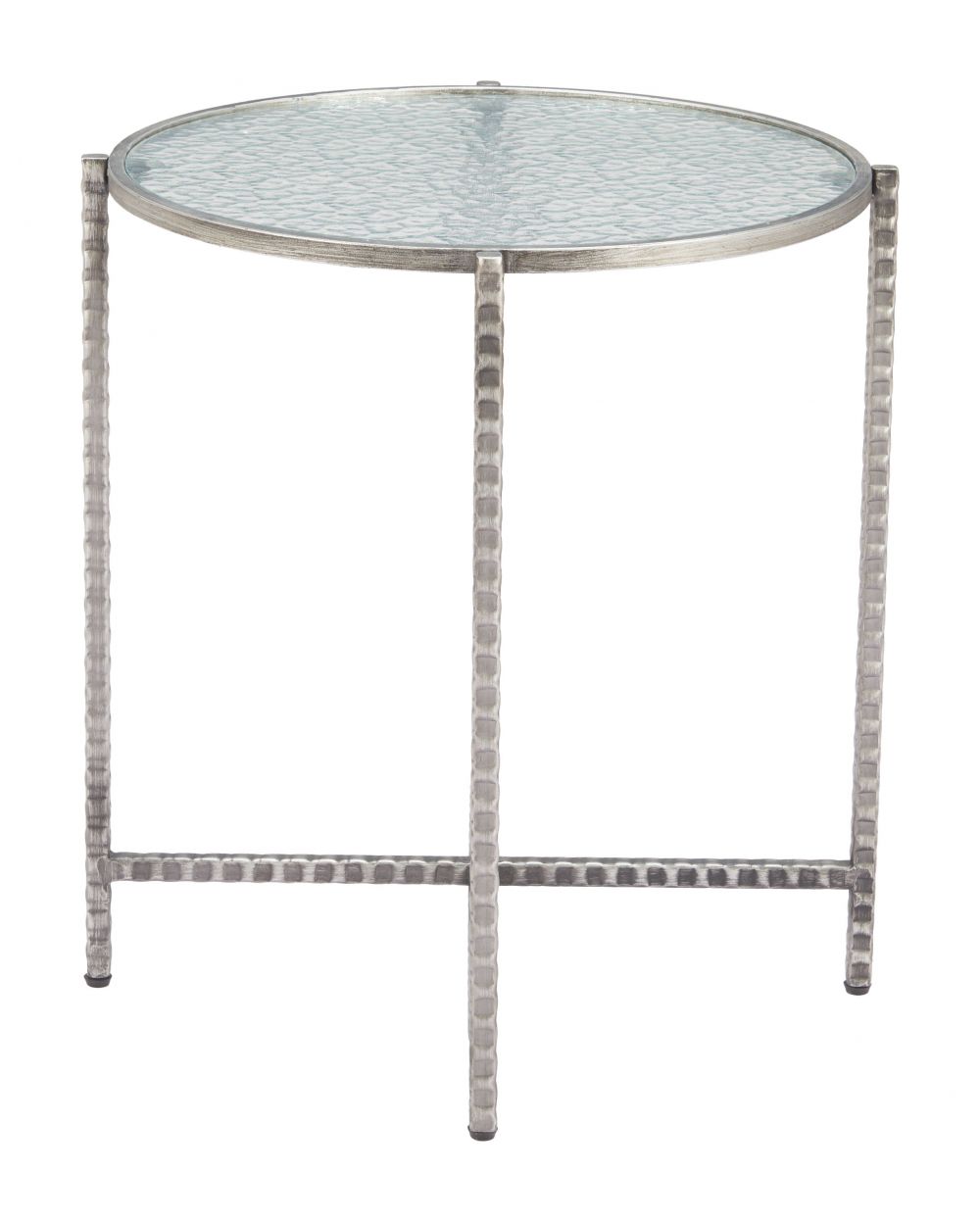 Zuo Modern Vetro Rippled Glass Top Round Side Table