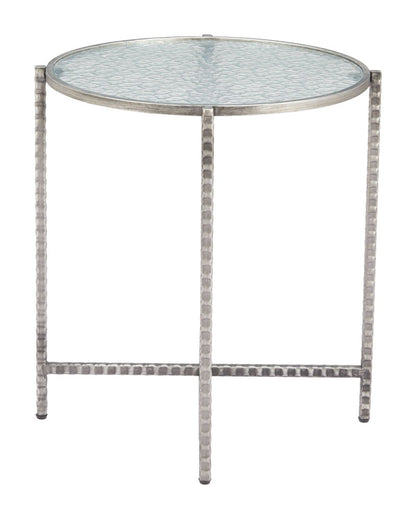 Zuo Modern Vetro Rippled Glass Top Round Side Table