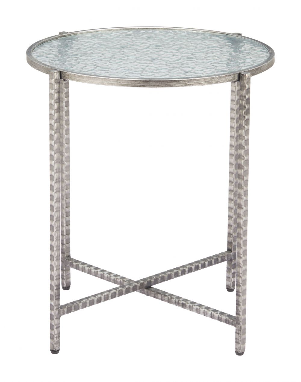 Zuo Modern Vetro Rippled Glass Top Round Side Table