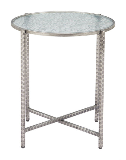 Zuo Modern Vetro Rippled Glass Top Round Side Table