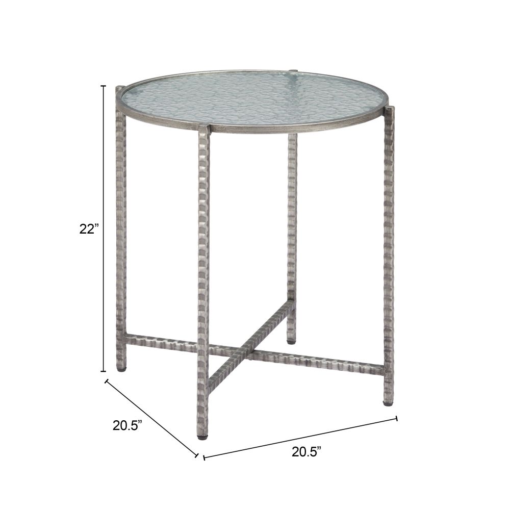 Zuo Modern Vetro Rippled Glass Top Round Side Table