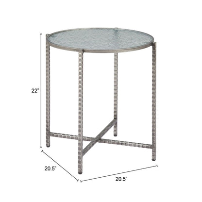 Zuo Modern Vetro Rippled Glass Top Round Side Table