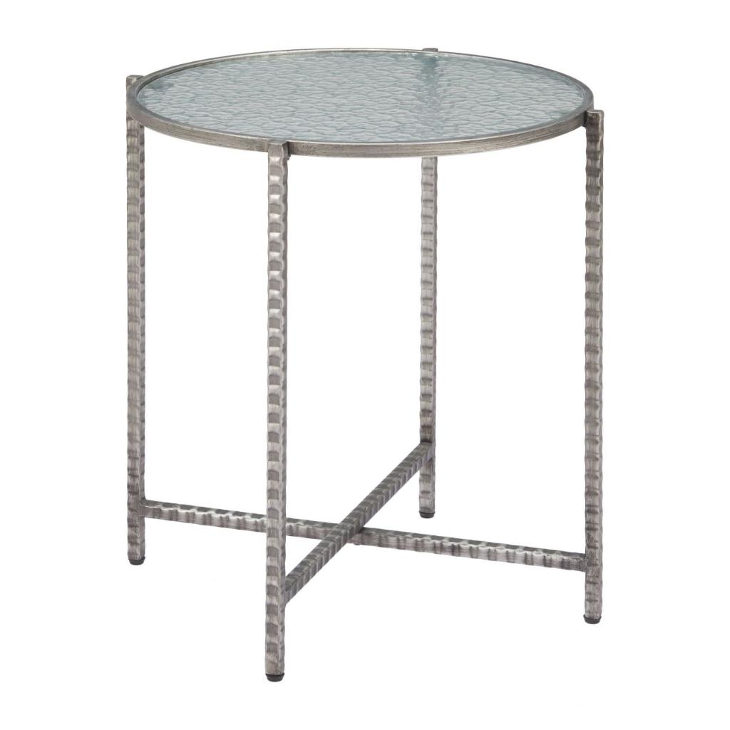Zuo Modern Vetro Rippled Glass Top Round Side Table