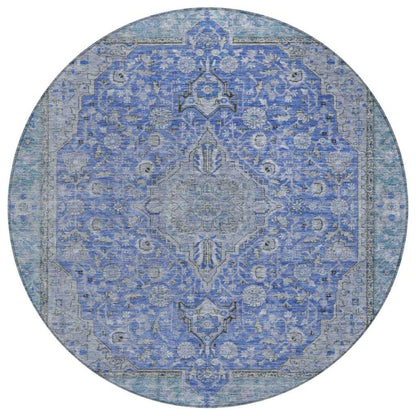 LOOMLAN Rugs Vexira Blue Washable Indoor-Outdoor Rug