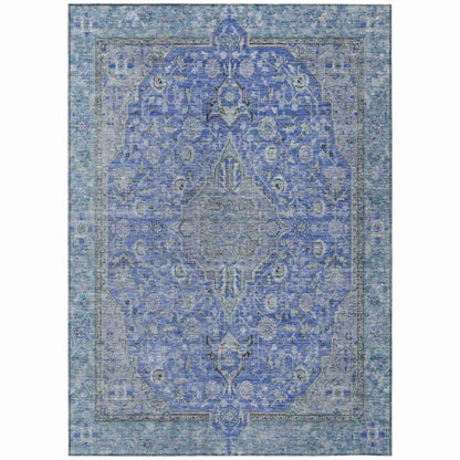 LOOMLAN Rugs Vexira Blue Washable Indoor-Outdoor Rug