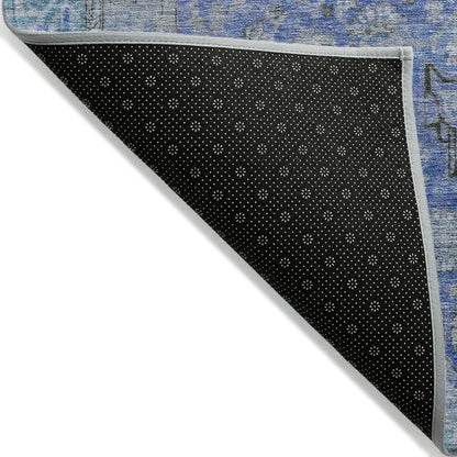 LOOMLAN Rugs Vexira Blue Washable Indoor-Outdoor Rug