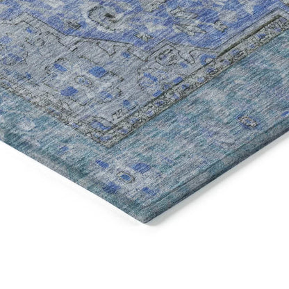 LOOMLAN Rugs Vexira Blue Washable Indoor-Outdoor Rug
