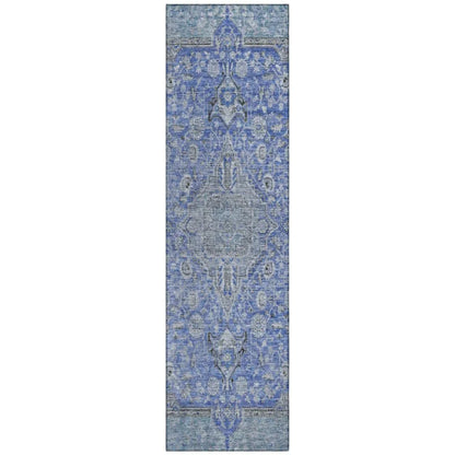 LOOMLAN Rugs Vexira Blue Washable Indoor-Outdoor Rug