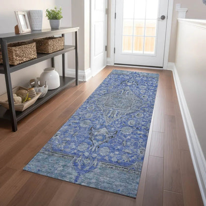 LOOMLAN Rugs Vexira Blue Washable Indoor-Outdoor Rug