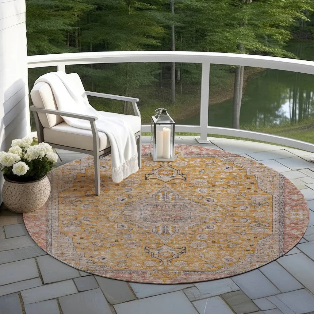 Vexira Gold Washable Indoor - Outdoor Rug - LOOMLAN - LOOMLAN Rugs - Outdoor Rugs