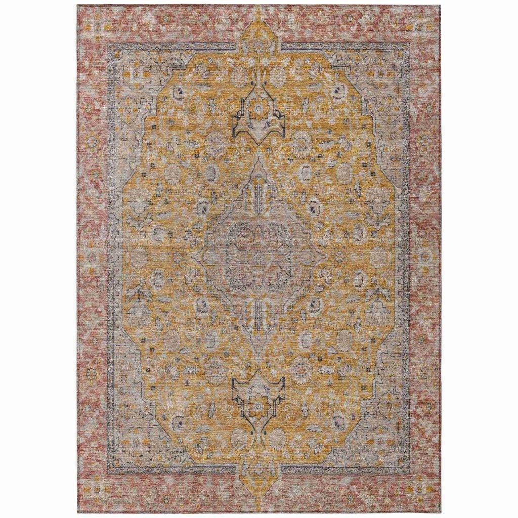 Vexira Gold Washable Indoor - Outdoor Rug - LOOMLAN - LOOMLAN Rugs - Outdoor Rugs