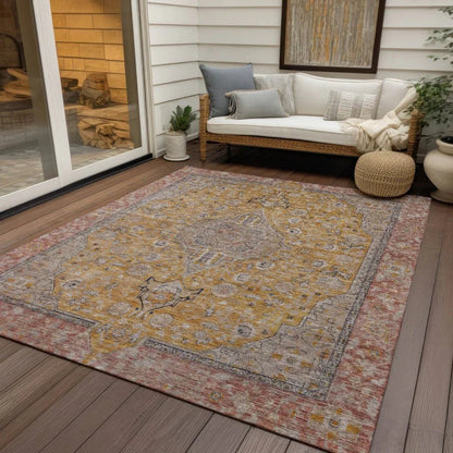 Vexira Gold Washable Indoor - Outdoor Rug - LOOMLAN - LOOMLAN Rugs - Outdoor Rugs