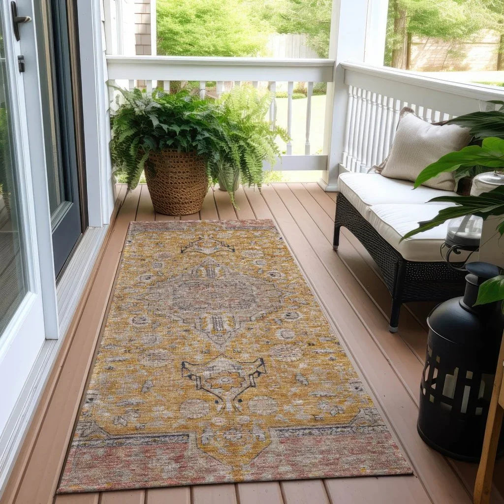 Vexira Gold Washable Indoor - Outdoor Rug - LOOMLAN - LOOMLAN Rugs - Outdoor Rugs