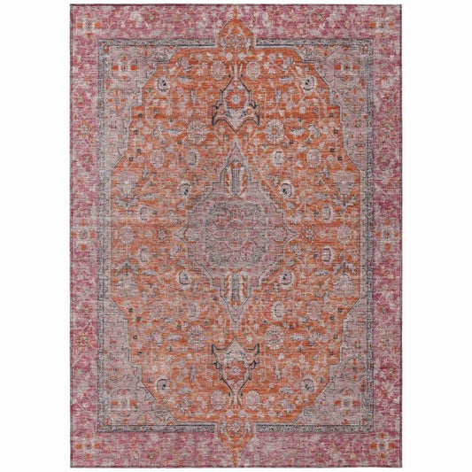 LOOMLAN Rugs Vexira Orange Washable Indoor-Outdoor Rug