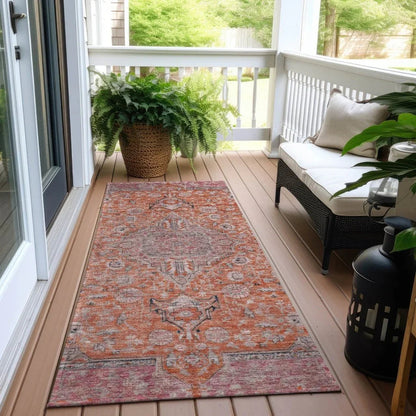 LOOMLAN Rugs Vexira Orange Washable Indoor-Outdoor Rug