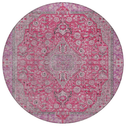 LOOMLAN Rugs Vexira Pink Washable Indoor-Outdoor Rug