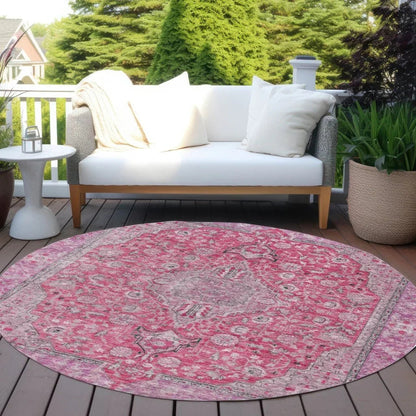 LOOMLAN Rugs Vexira Pink Washable Indoor-Outdoor Rug
