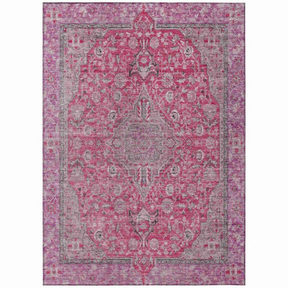 LOOMLAN Rugs Vexira Pink Washable Indoor-Outdoor Rug