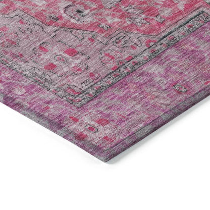 LOOMLAN Rugs Vexira Pink Washable Indoor-Outdoor Rug