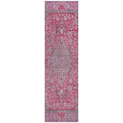 LOOMLAN Rugs Vexira Pink Washable Indoor-Outdoor Rug