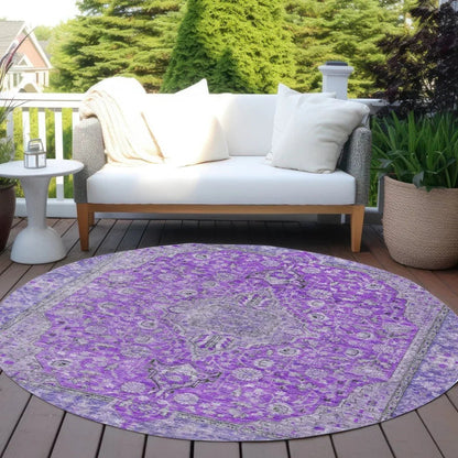 LOOMLAN Rugs Vexira Purple Washable Indoor-Outdoor Rug