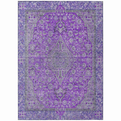 LOOMLAN Rugs Vexira Purple Washable Indoor-Outdoor Rug