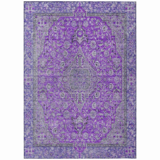 LOOMLAN Rugs Vexira Purple Washable Indoor-Outdoor Rug