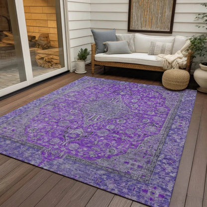 LOOMLAN Rugs Vexira Purple Washable Indoor-Outdoor Rug