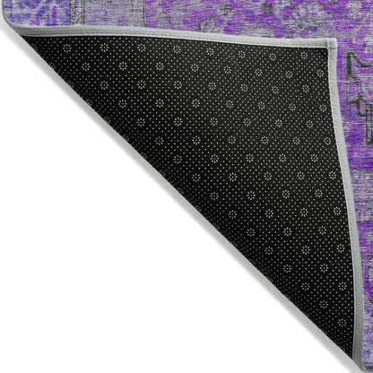 LOOMLAN Rugs Vexira Purple Washable Indoor-Outdoor Rug