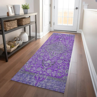 LOOMLAN Rugs Vexira Purple Washable Indoor-Outdoor Rug