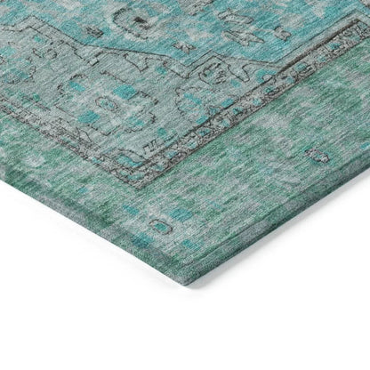 LOOMLAN Rugs Vexira Teal Washable Indoor-Outdoor Rug