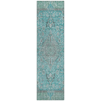 LOOMLAN Rugs Vexira Teal Washable Indoor-Outdoor Rug