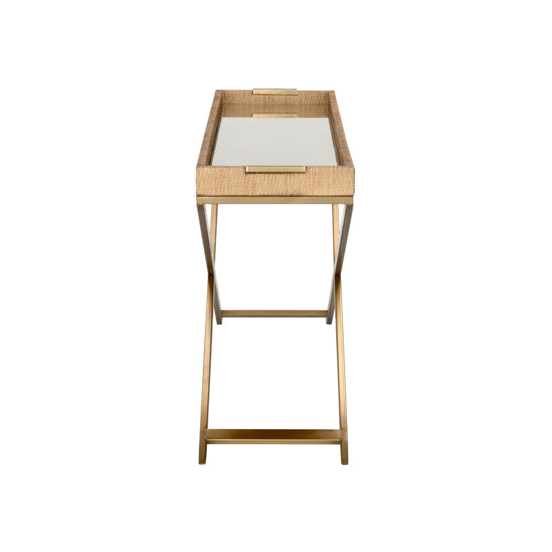 Vieux Glass Top Carre Console Table-Console Tables-Wildwood-LOOMLAN