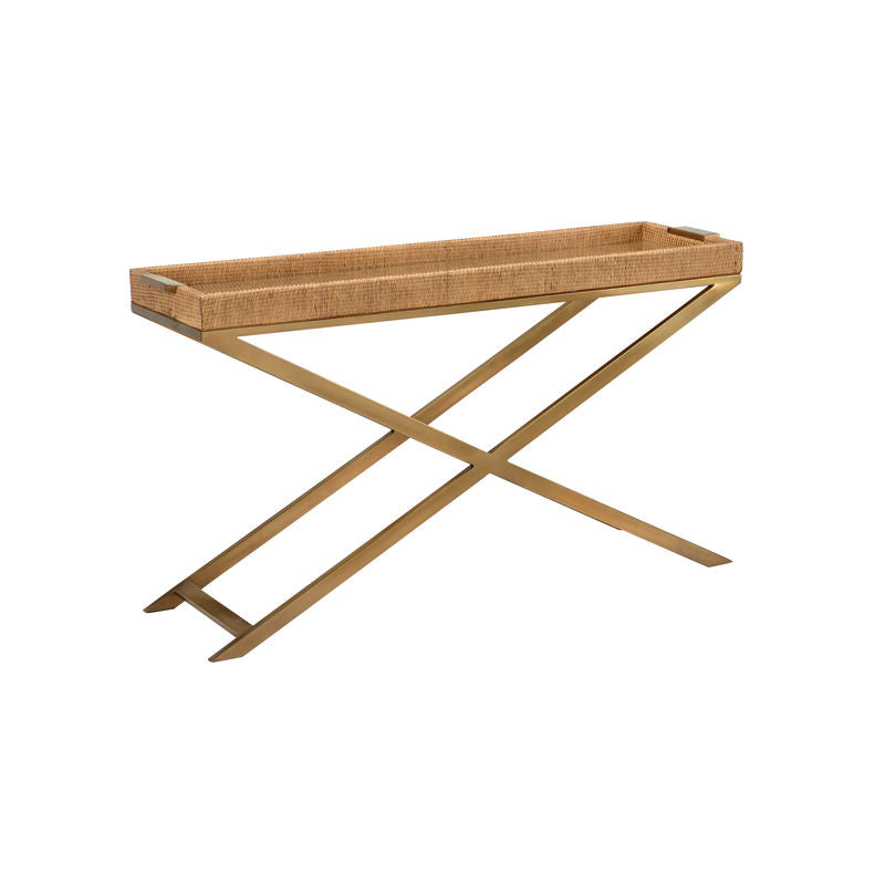 Vieux Glass Top Carre Console Table-Console Tables-Wildwood-LOOMLAN