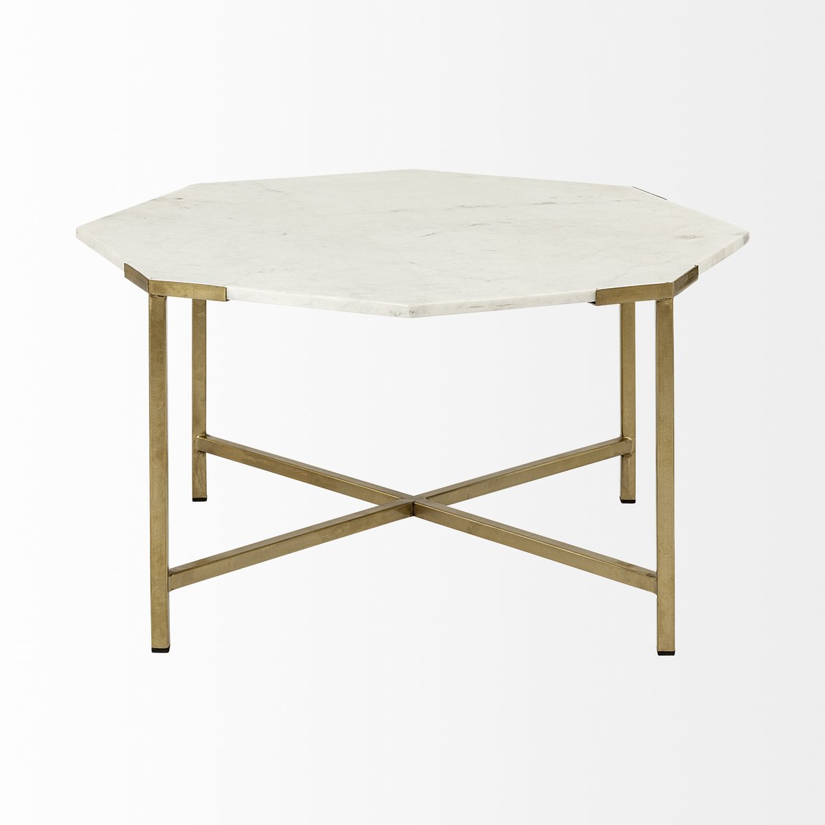 Mercana Vincent White Marble Top Octagonal Coffee Table