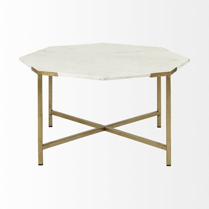Mercana Vincent White Marble Top Octagonal Coffee Table