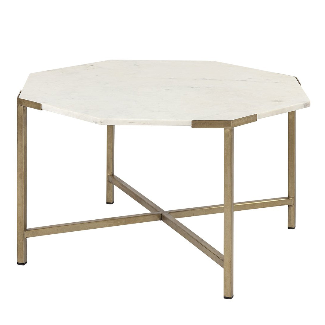 Mercana Vincent White Marble Top Octagonal Coffee Table