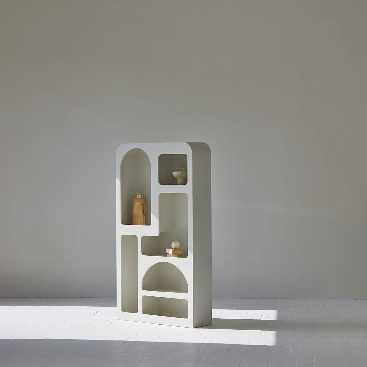 LH Home Vinci White Micro Cement Bookcase