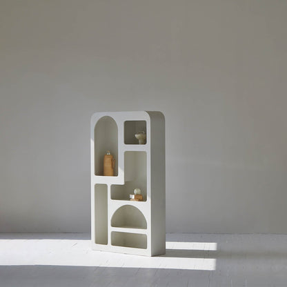 LH Home Vinci White Micro Cement Bookcase