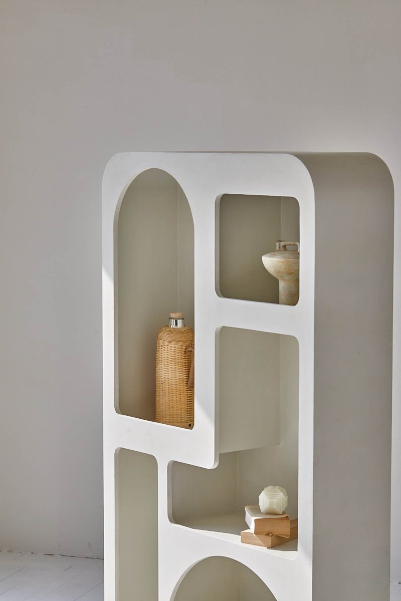 LH Home Vinci White Micro Cement Bookcase