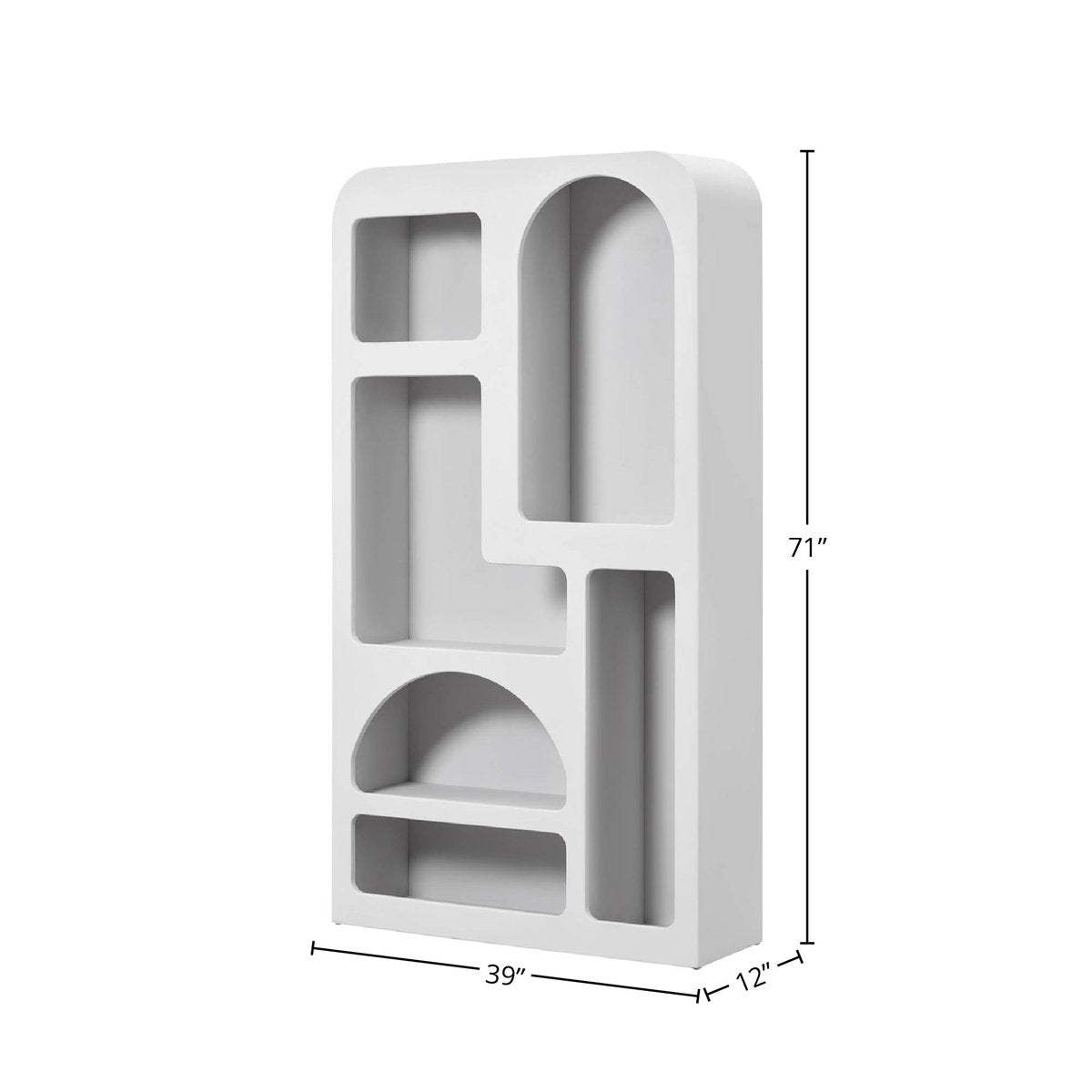 LH Home Vinci White Micro Cement Bookcase