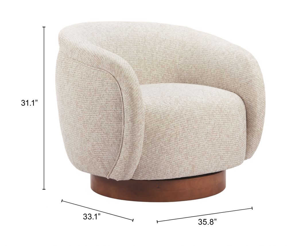 Zuo Modern Vinta Textured Fabric Swivel Club Chair