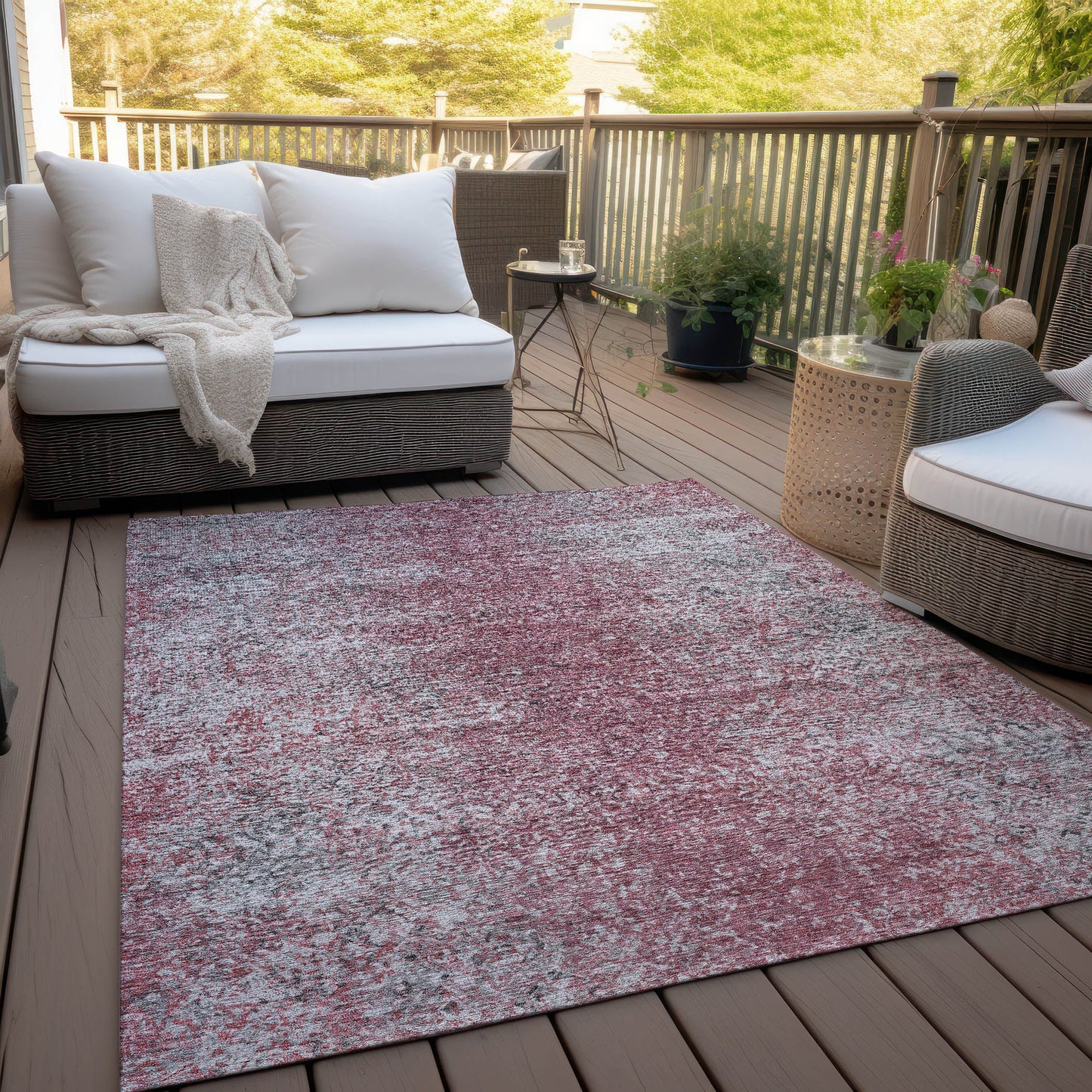 Addison Rugs Vintage Red Washable Indoor-Outdoor Rug