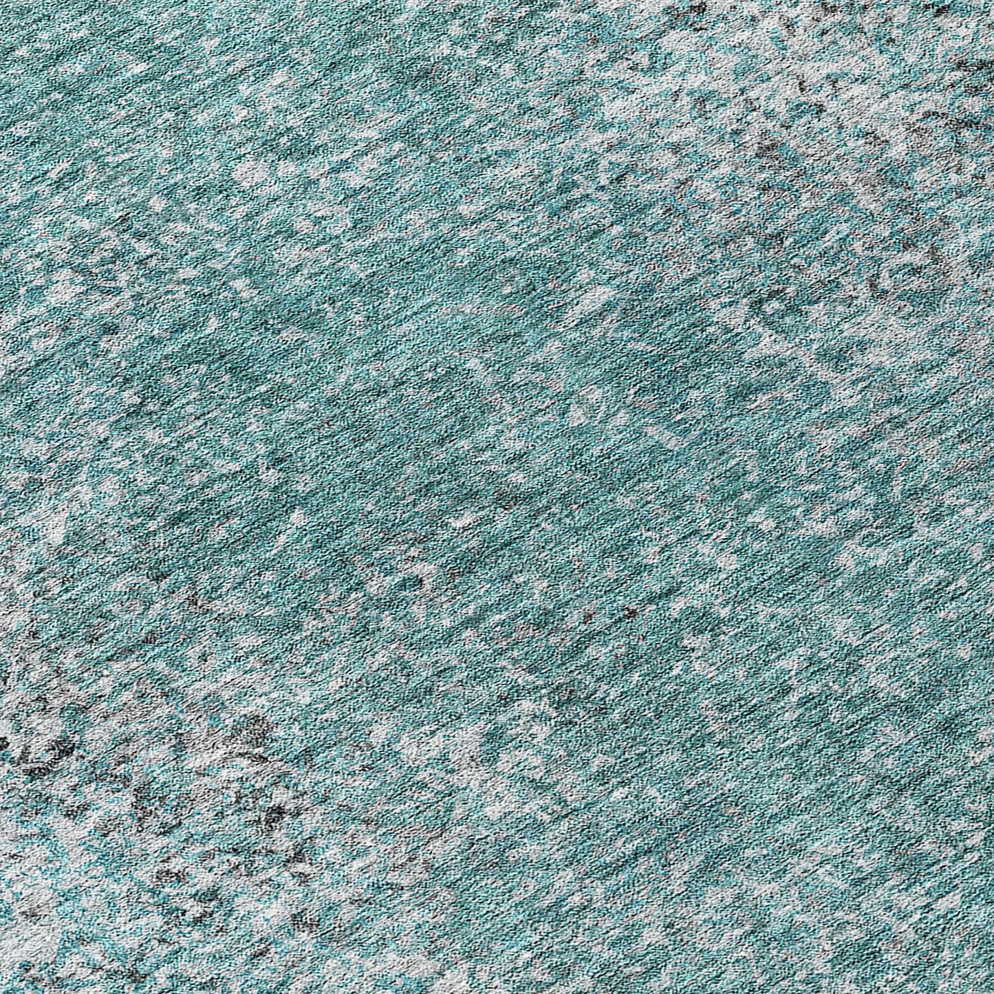 Vintage Teal Washable Indoor-Outdoor Rug