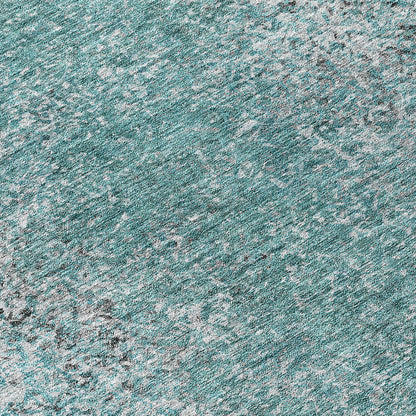 Vintage Teal Washable Indoor-Outdoor Rug